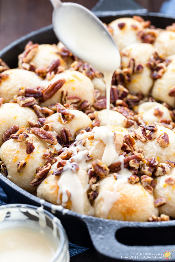 Orange Pecan Pull Apart Skillet Rolls