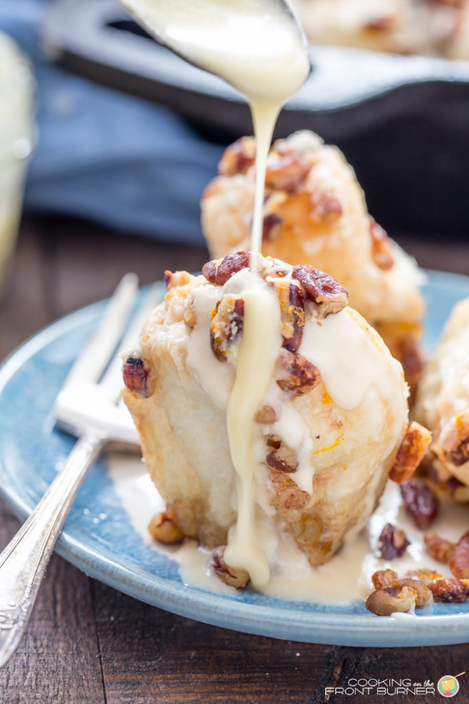 Orange Pecan Pull Apart Skillet Rolls