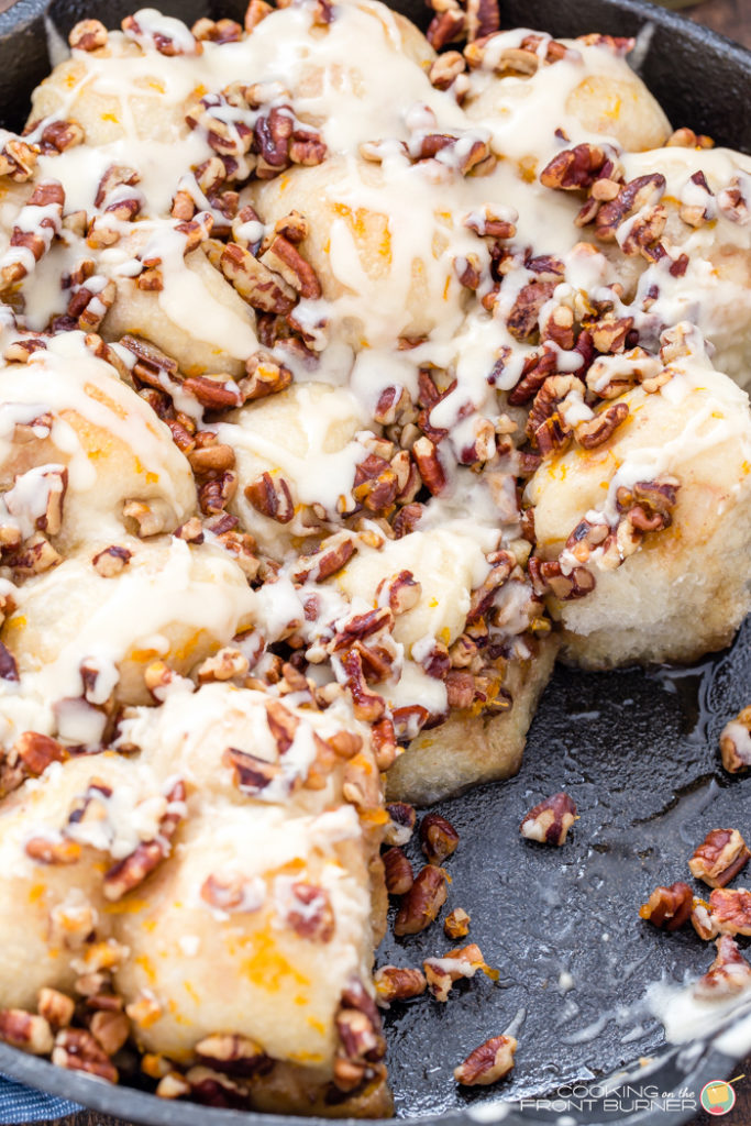 Orange Pecan Pull Apart Skillet Rolls