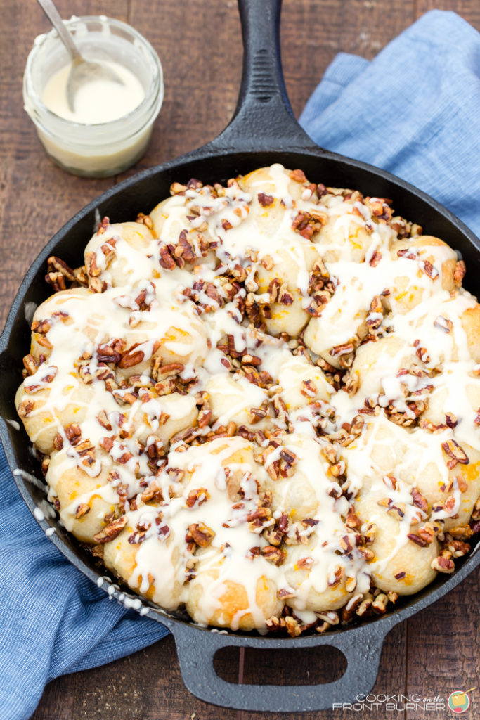 Orange Pecan Pull Apart Skillet Rolls