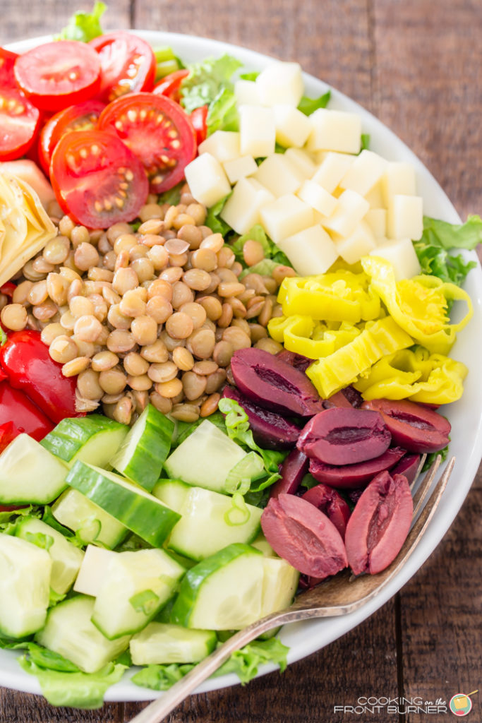 Healthy Italian Lentils Chopped Salad