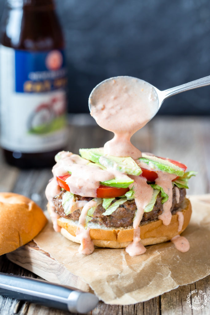 Loaded Taco Burgers with sour cream salsa