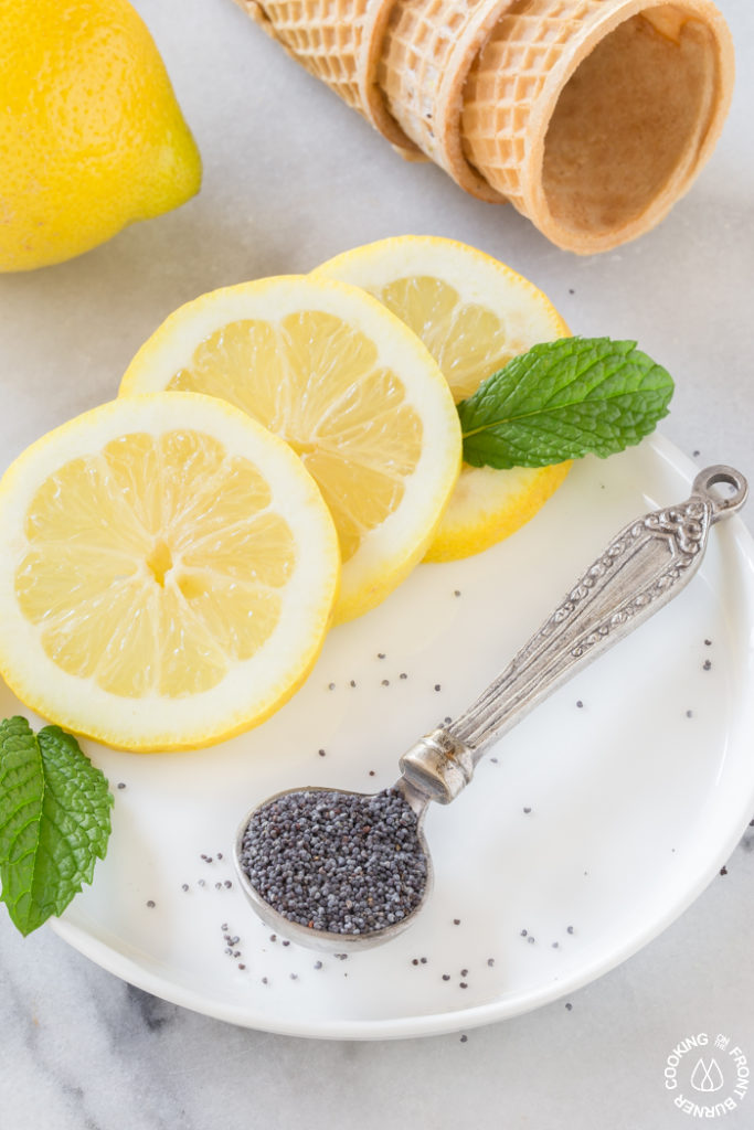 Lemon poppy seed no churn ice cream is so refreshing. With fresh lemon juice and zest, this is the perfect summer frozen dessert recipe!