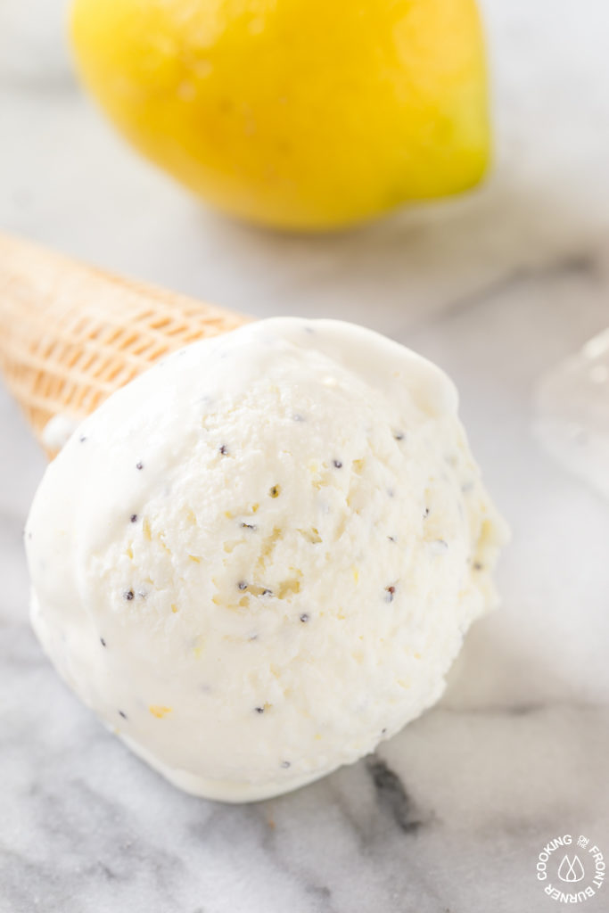 Lemon poppy seed no churn ice cream is so refreshing. With fresh lemon juice and zest, this is the perfect summer frozen dessert recipe!