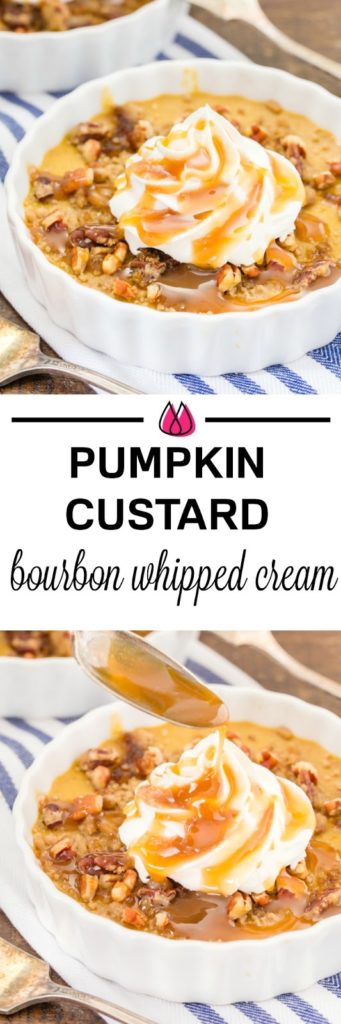 Easy Pumpkin Pecan Custard with Bourbon Whipped Cream
