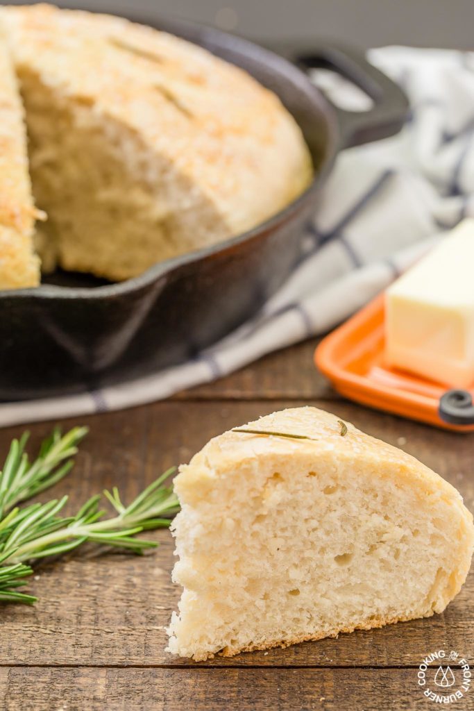 This No Knead Skillet Bread is the easiest around town with only four ingredients.  Start it mid-afternoon and serve it with your favorite meal tonight!