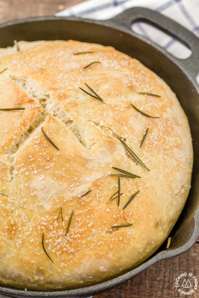 This No Knead Skillet Bread is the easiest around town with only four ingredients.  Start it mid-afternoon and serve it with your favorite meal tonight!