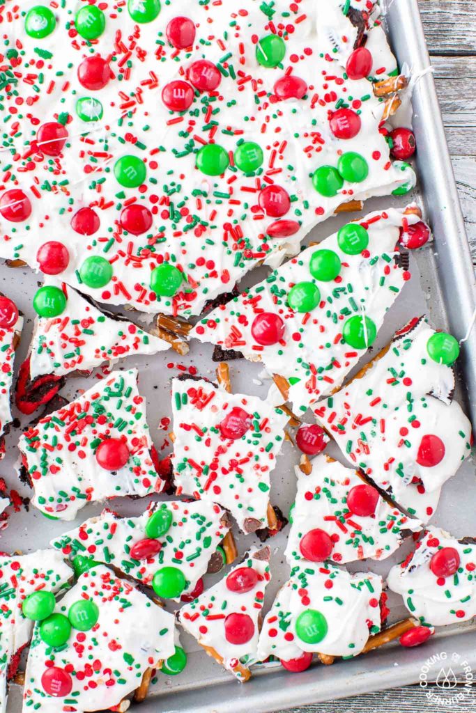  This Easy Christmas Bark Recipe is loaded with sweet and salty ingredients for a perfect combo! Makes a great snack or gift for the holidays!