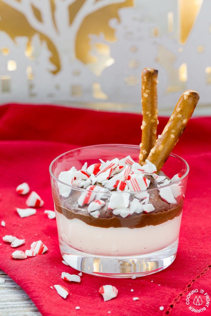 This holiday Chocolate Peppermint Dip is a great snack recipe to have on hand that everyone will love.  It has two kinds of chocolate, mint and salty pretzels for dippers that make a great combo!