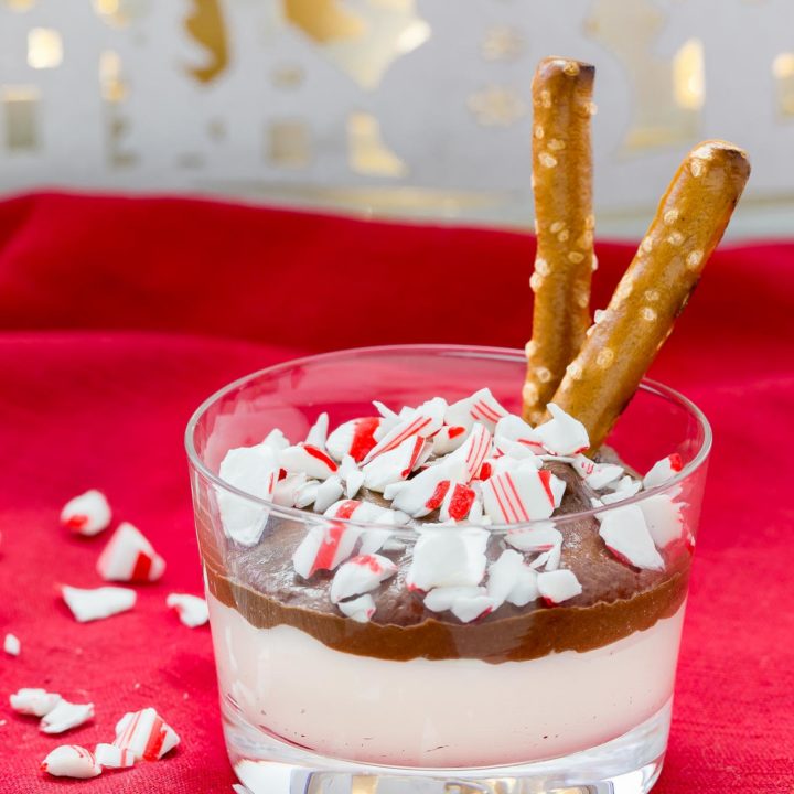 This holiday Chocolate Peppermint Dip is a great snack recipe to have on hand that everyone will love.  It has two kinds of chocolate, mint and salty pretzels for dippers that make a great combo!