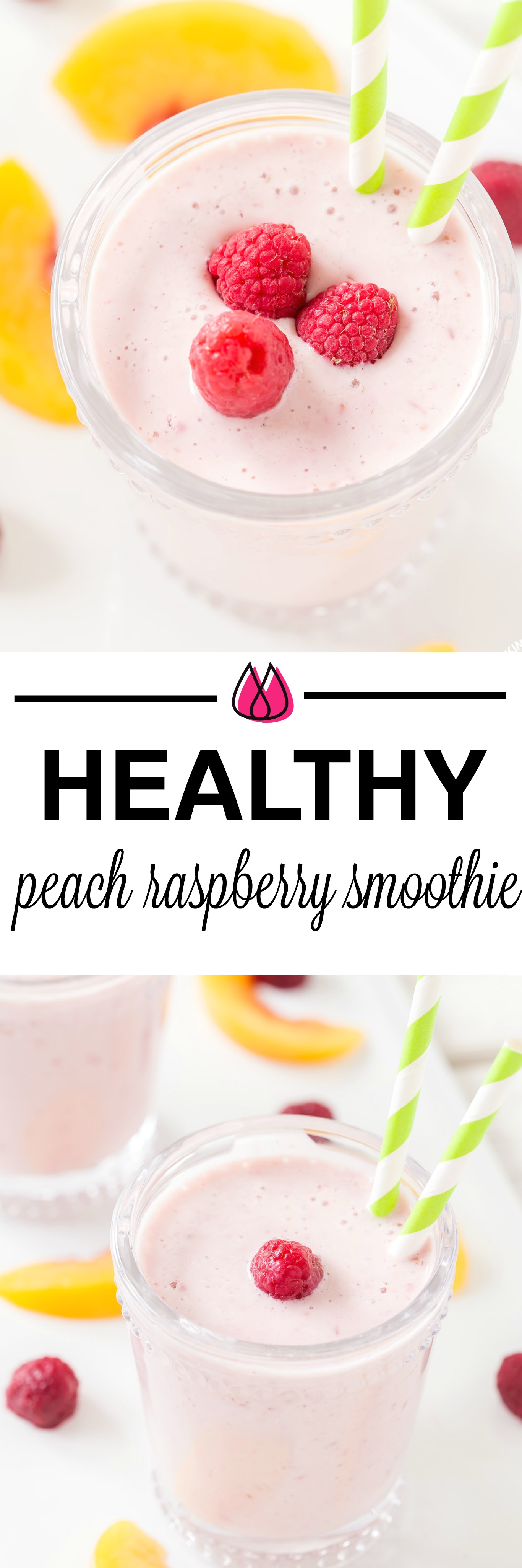 Making this Healthy Peach Raspberry Smoothie is easy to prepare and makes a delicious breakfast beverage or snack. It is so simple with frozen raspberries and peaches with yogurt, soy milk and a touch of honey. #smoothie # healthy #peachraspberry 