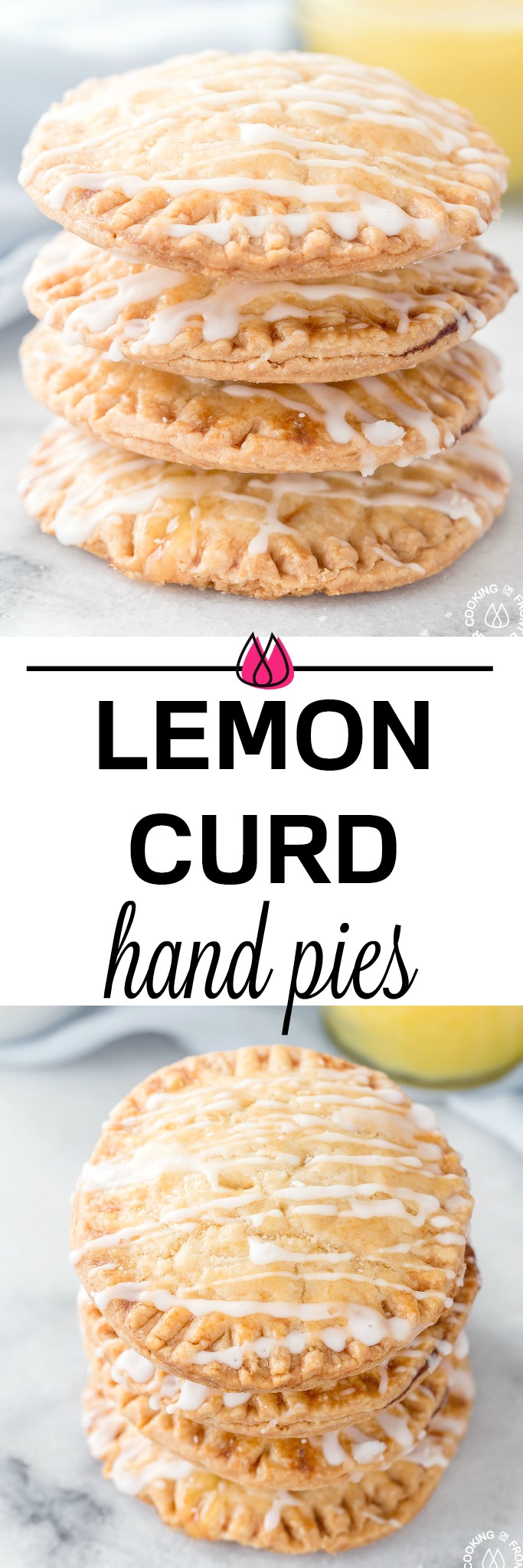 Don't these Lemon Curd Hand Pies look cute and fun to eat?  You will love the flaky crust, tangy lemon curd filling drizzled with a powdered sugar glaze.  The best part is they can be ready in under 30 minutes with 4 ingredients! #lemoncurd #handpies #dessert