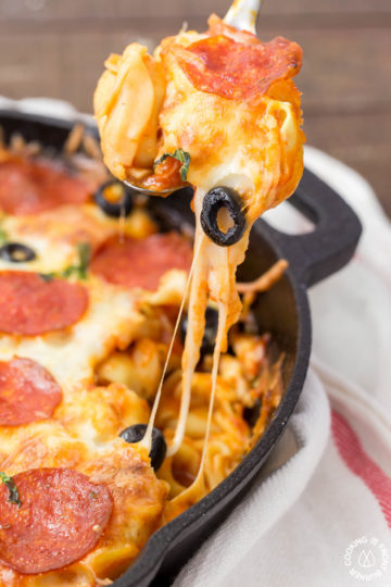 Pizza Tortellini Skillet Casserole | Cooking on the Front Burner