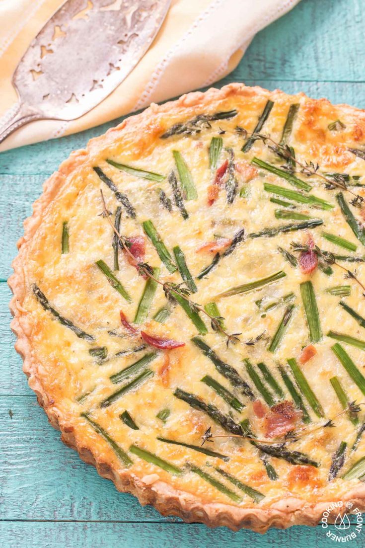 Asparagus Leek Quiche Cooking on the Front Burner
