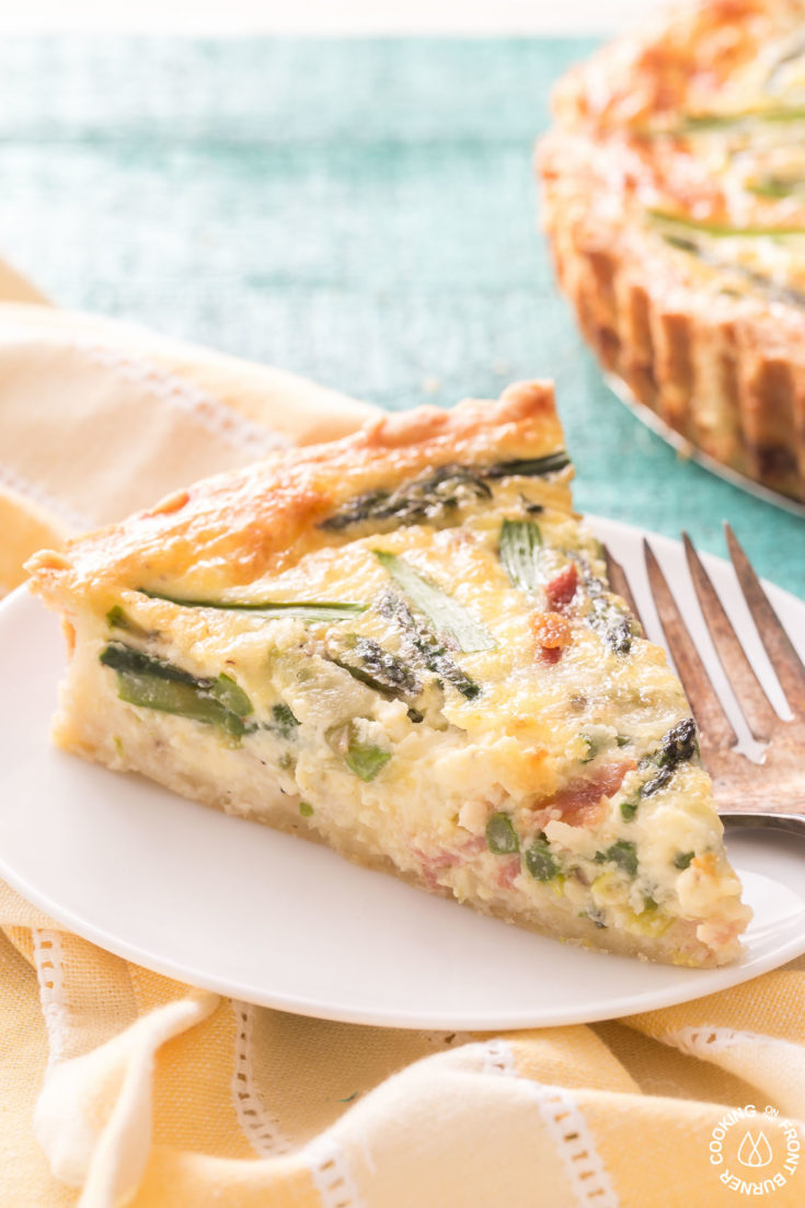 Asparagus Leek Quiche Cooking on the Front Burner