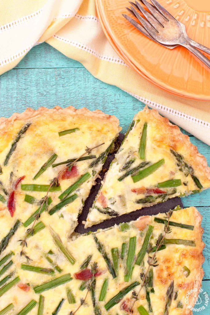 quiche with a cut slice