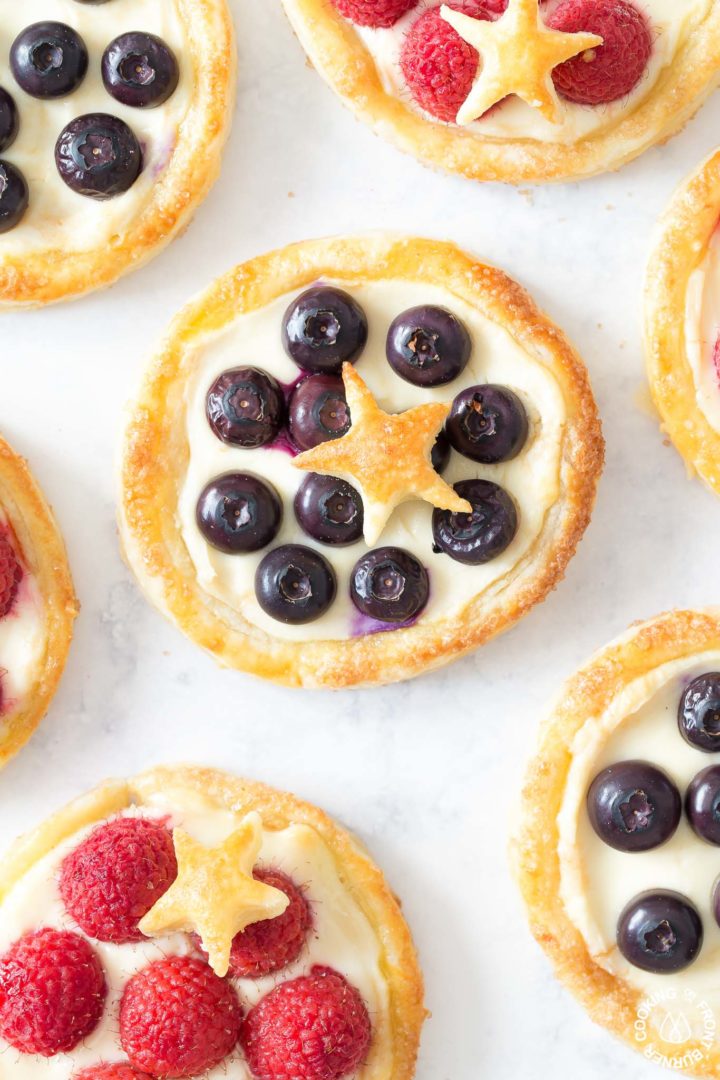 baked pastry tarts on a marble board