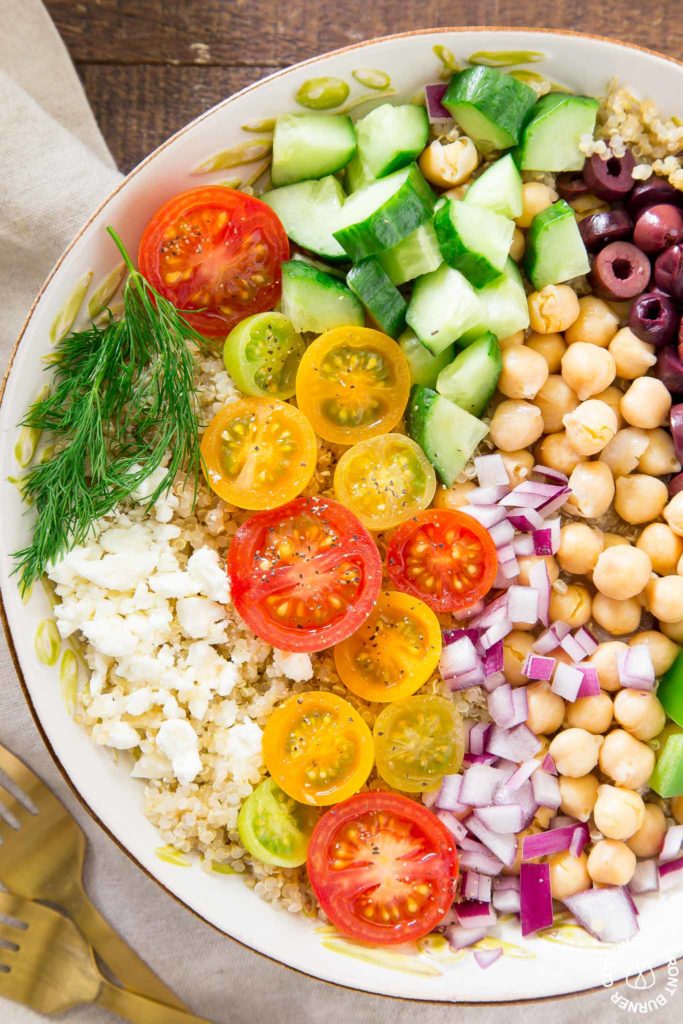 Close up shot of salad in a bowl