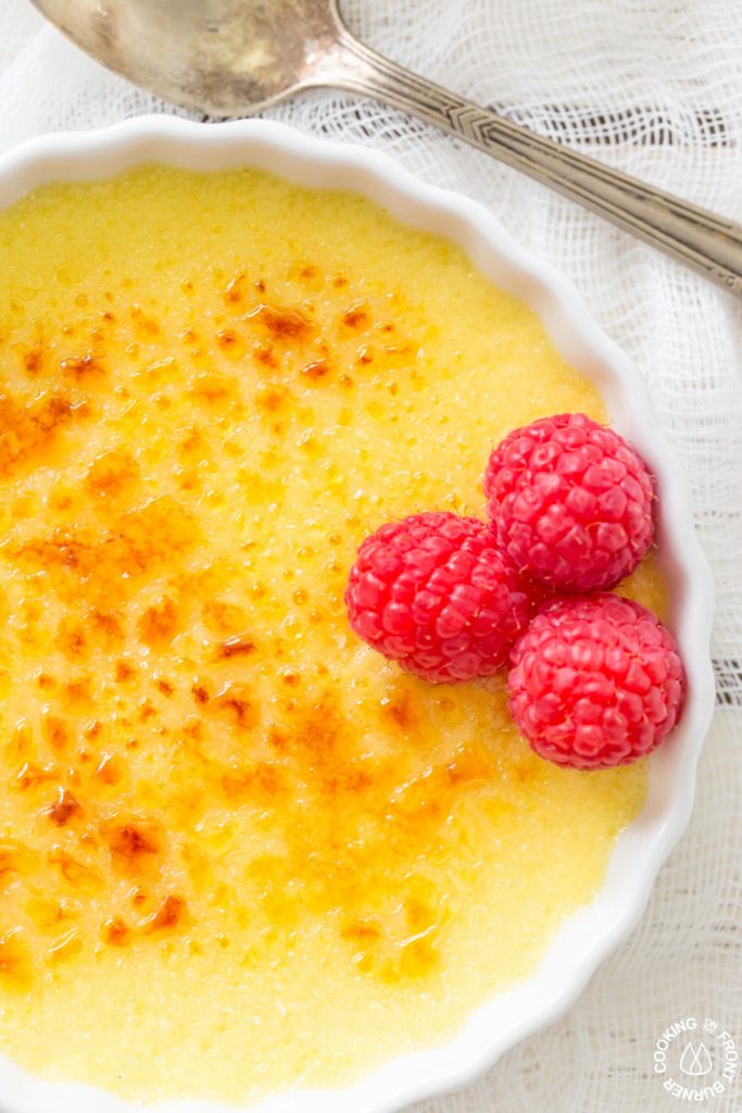 close up picture of lemon creme brulee