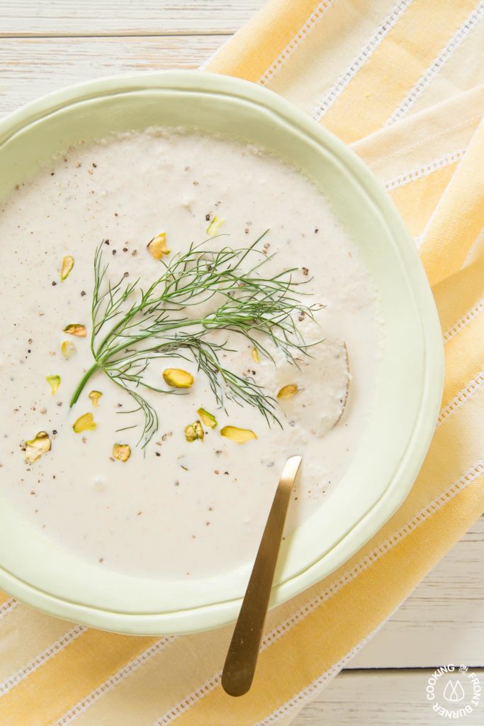 Cauliflower soup in a bowl