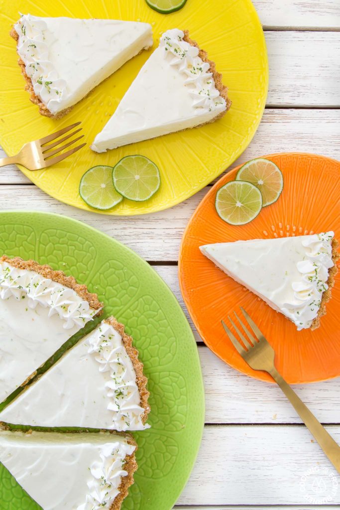 frozen margarita pie slices on plates