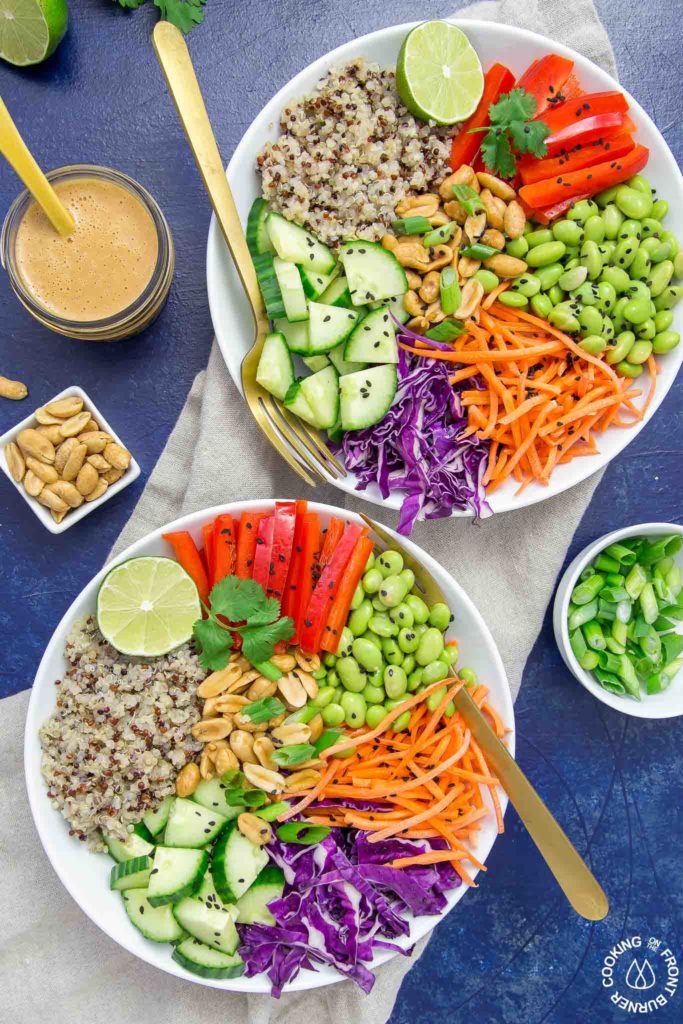 Asian Quinoa Bowl with Peanut dressing on the side