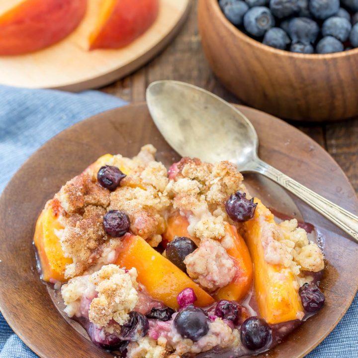 Blueberry Peach Skillet Cobbler