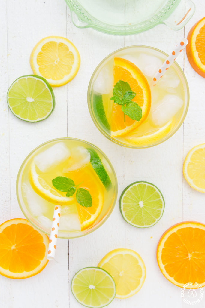 two glasses of citrus ice cooler drinks