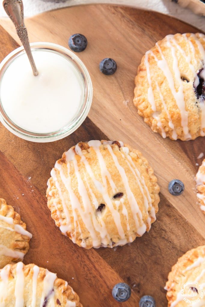 homemade Blueberry hand pie with glaze