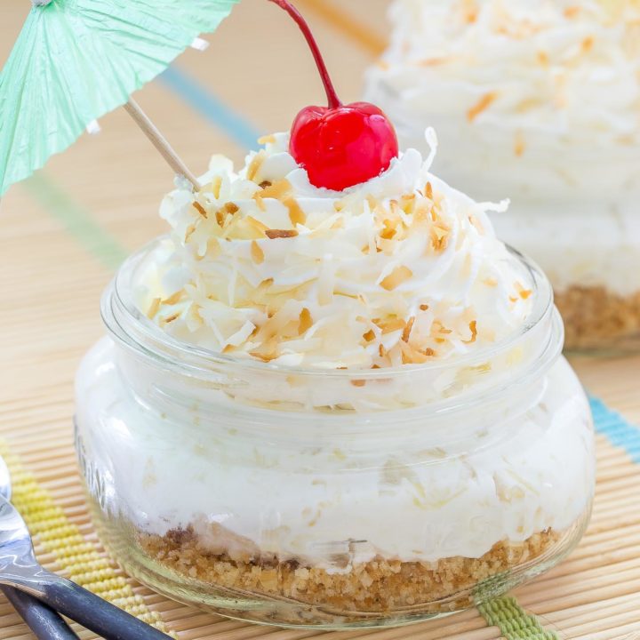 No Bake Pina Colada Jar Pies