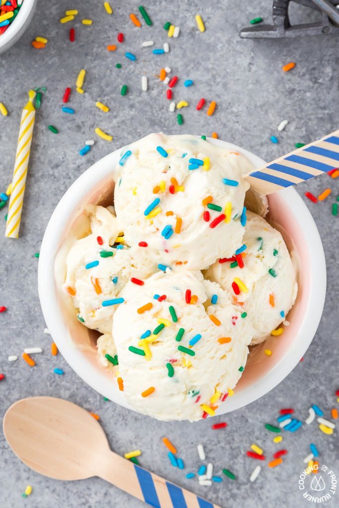 scoops of ice cream in a bowl