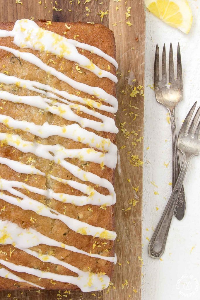 close up shot of lemon zucchini quick bread