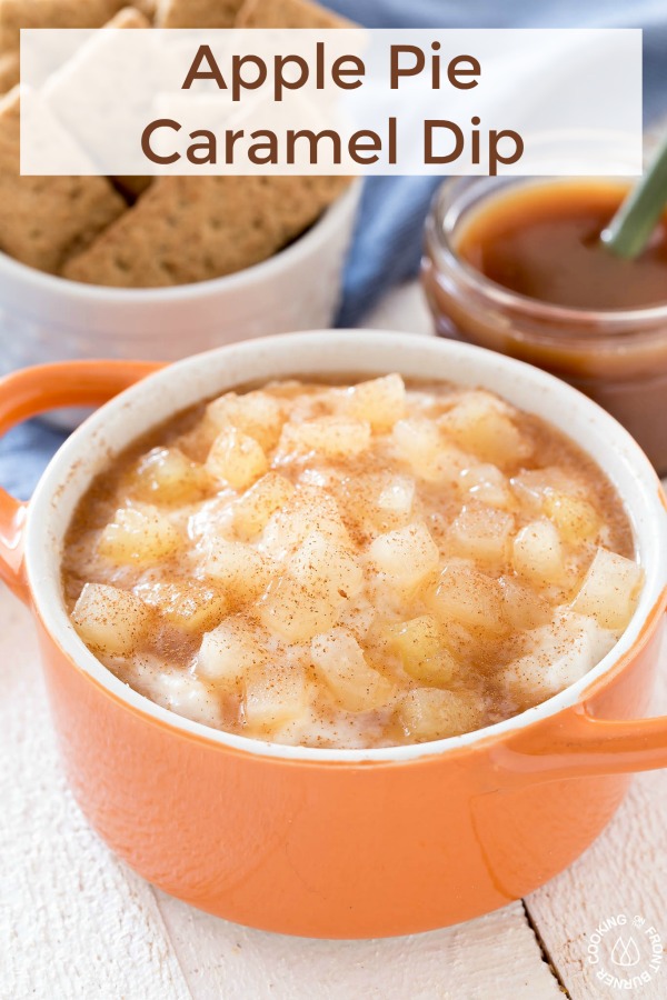 With only three ingredients you can whip up this easy Apple Pie Caramel Dip. It's perfect for fall as an afternoon snack for the kiddos or just anytime you want a tasty treat without the fuss. #dip #apple #caramel #snack #creamcheese