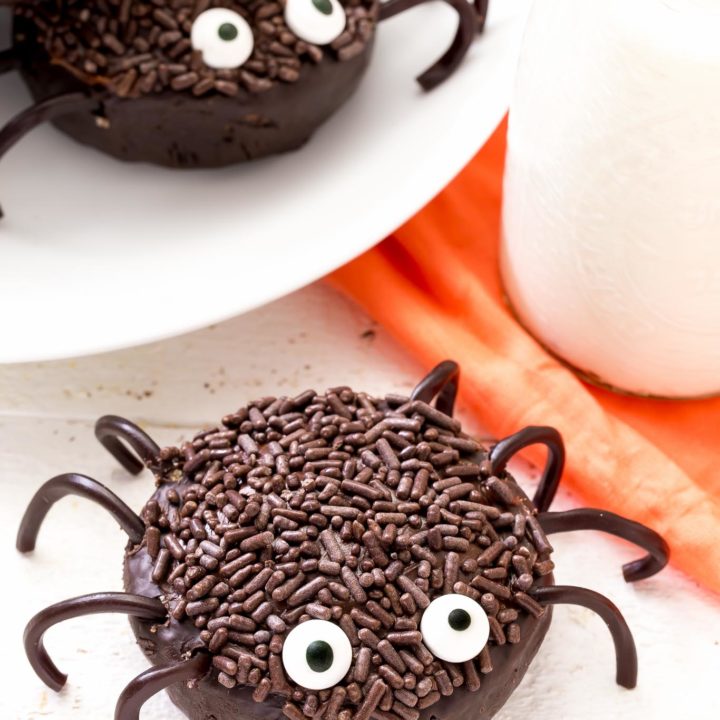 Mini Chocolate Spider Donuts