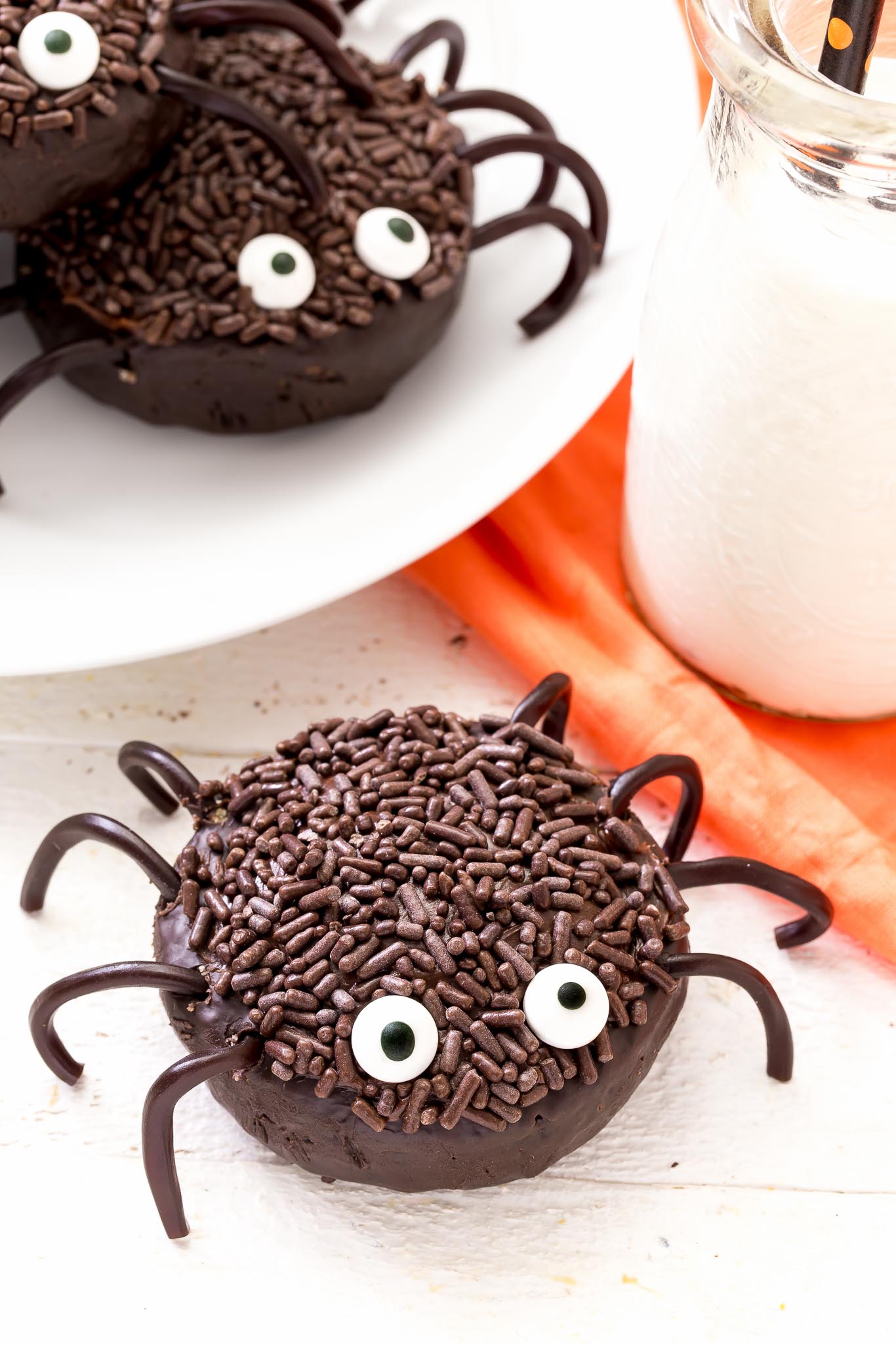 Mini Chocolate Spider Donuts