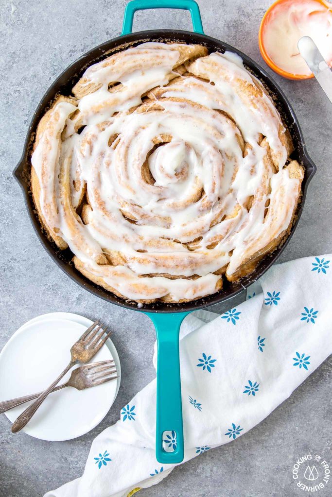 overview shot of pumpkin spice skillet rolls