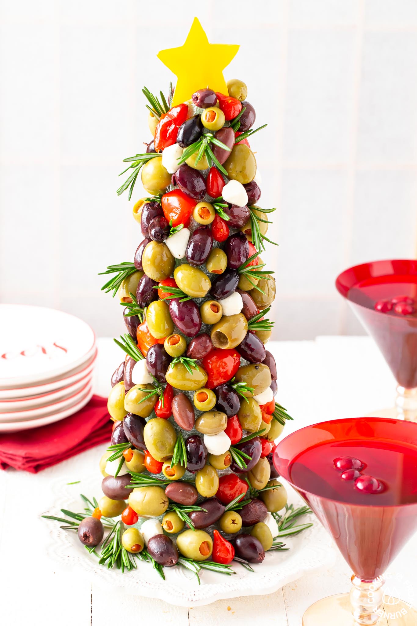 Olive Christmas Tree Appetizer | Cooking on the Front Burner