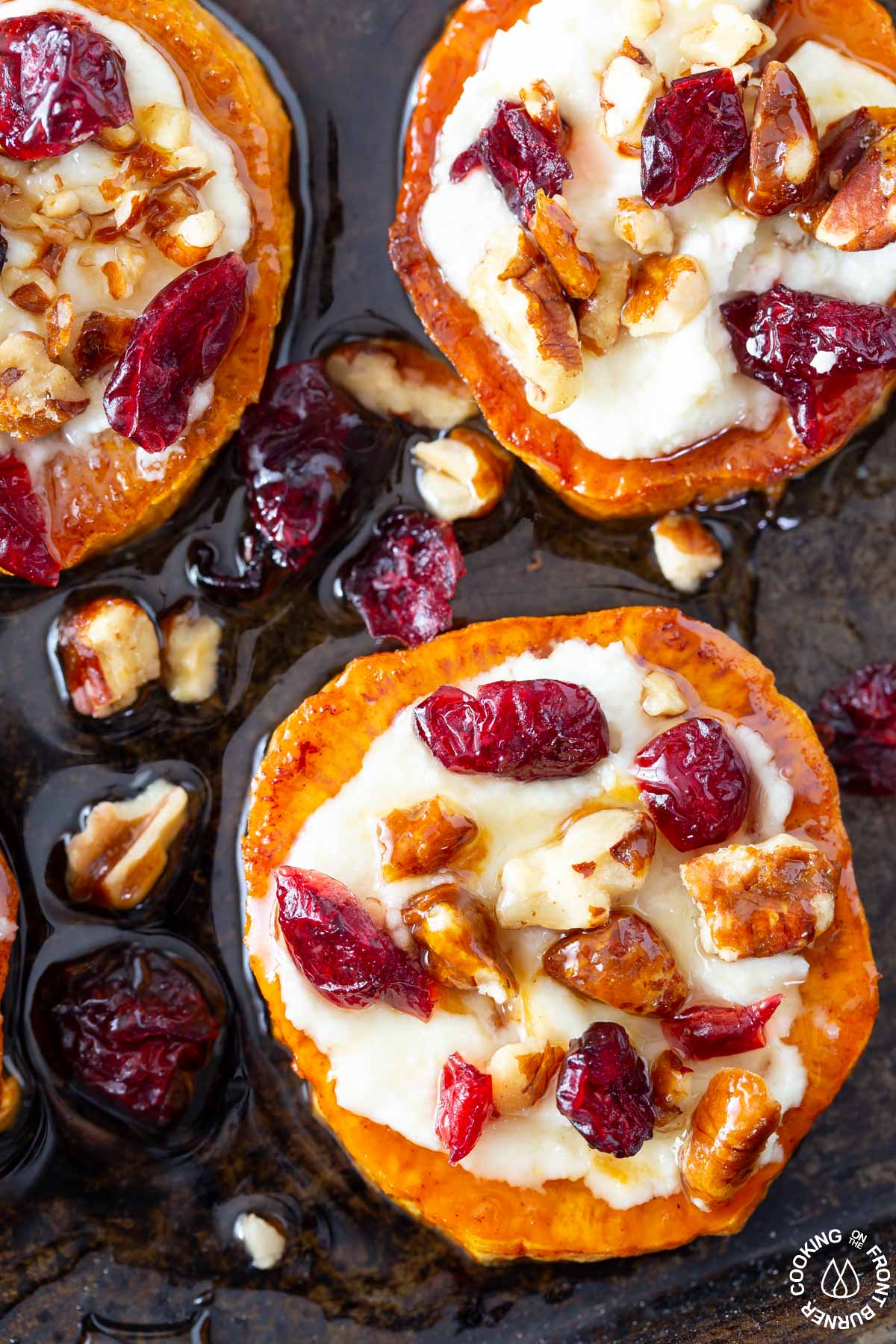 sweet potato rounds on a cookie sheet