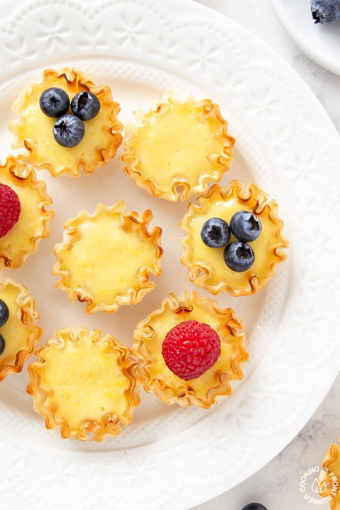 lemon tarts on a round plate