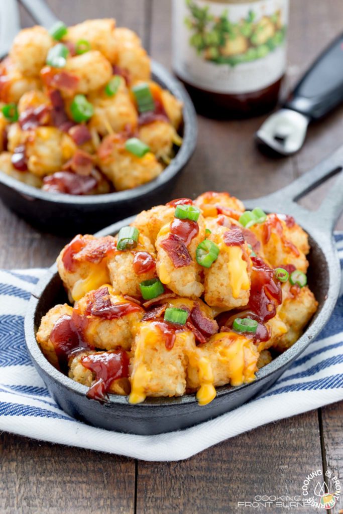 tator tots in a skillet