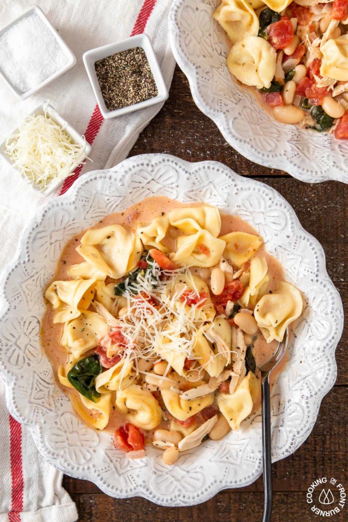 tortellini soup in a bowl