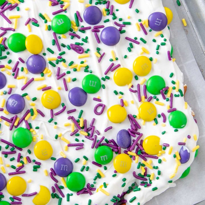 Mardi Gras Sweet Salty Bark