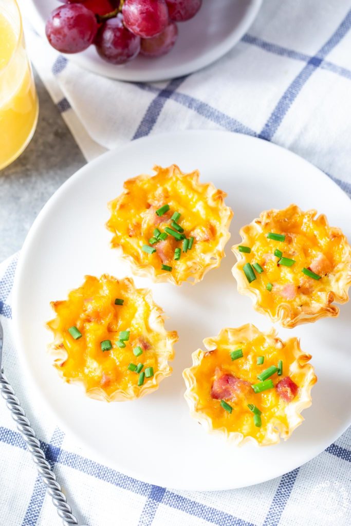 4 mini quiches on a plate