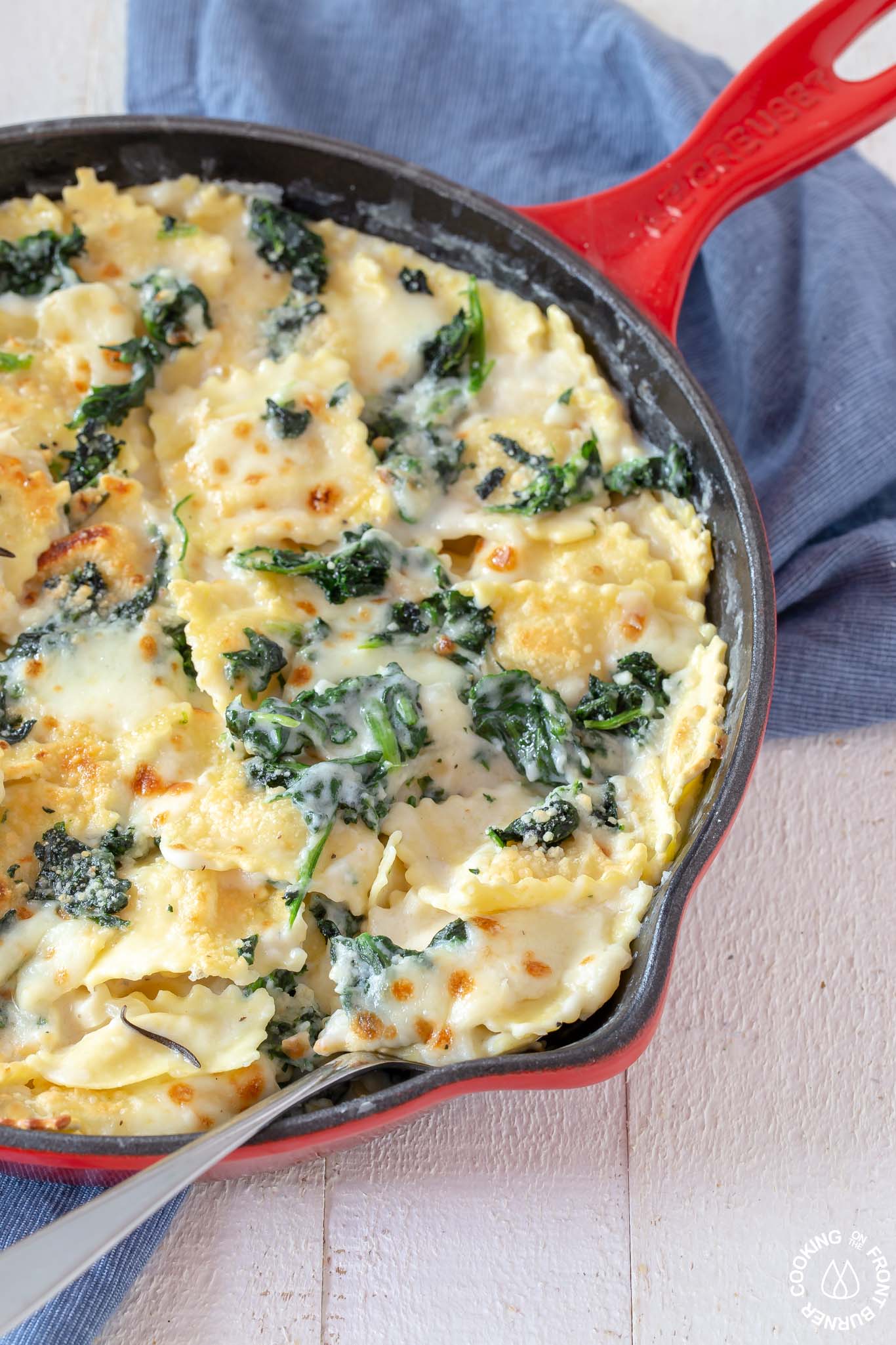 Baked Spinach Ravioli Skillet | Cooking on the Front Burner