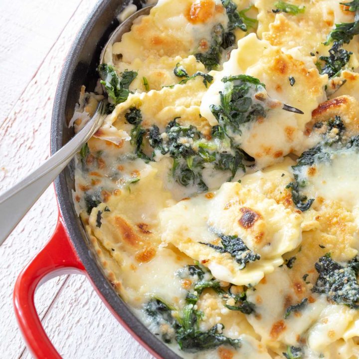 Baked Spinach Ravioli Skillet