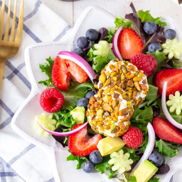 Triple Berry Pistachio Goat Cheese Salad