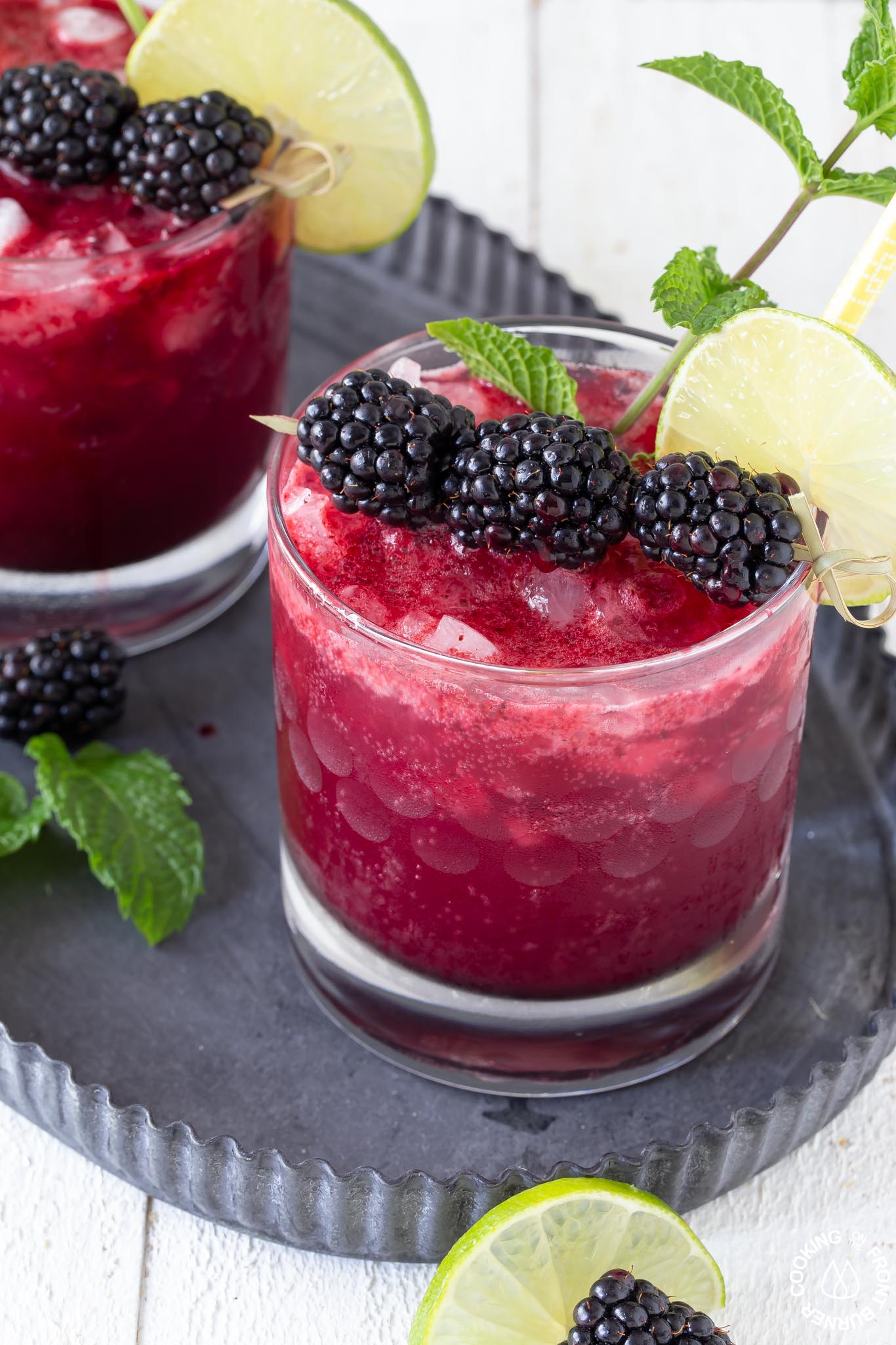 blackberry gin bramble in a clear glass