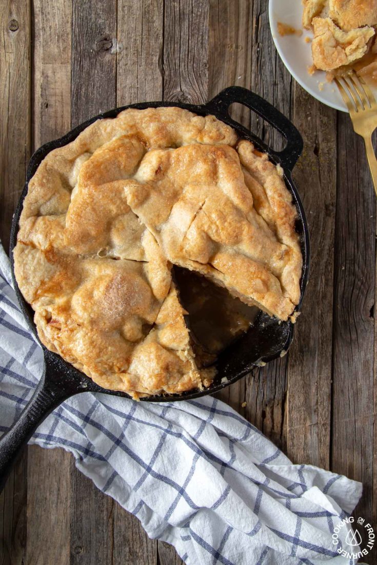 Cast Iron Skillet Apple Pie Cooking on the Front Burner