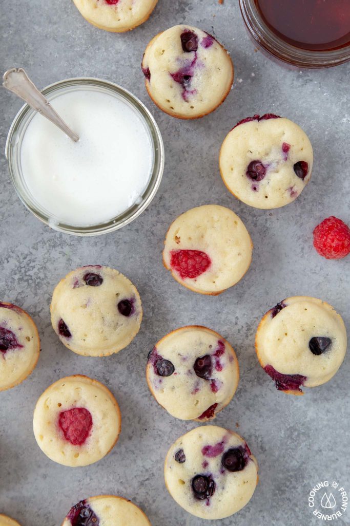 mini pancakes on a board