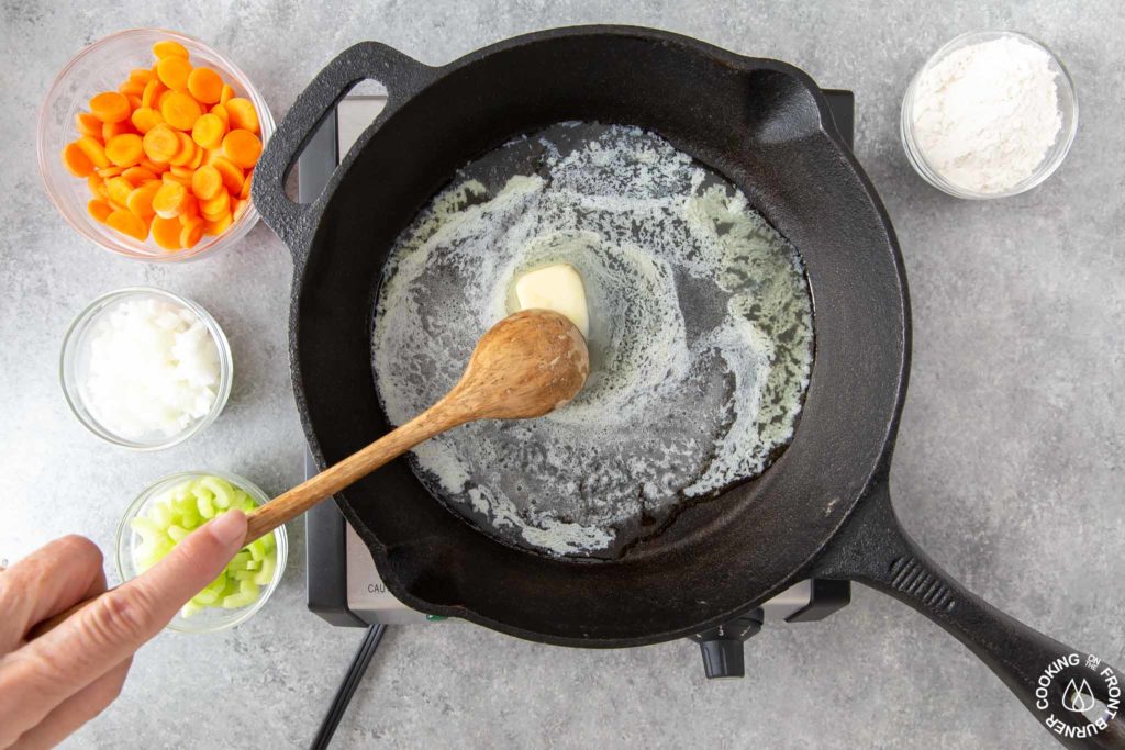 butter melting in a skillet